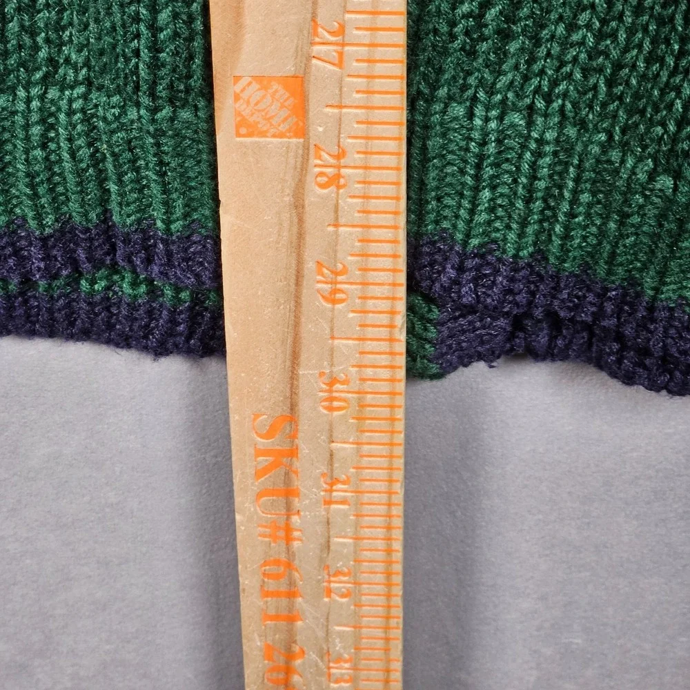 Vintage Cardigan Sweater Women's Medium Green Argyle Chunky Knit Grandma‎ 90s